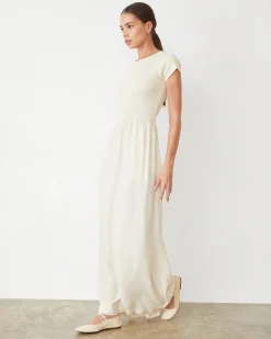 MONROW Mix Media Maxi Dress OFFWHITE Flash Sale